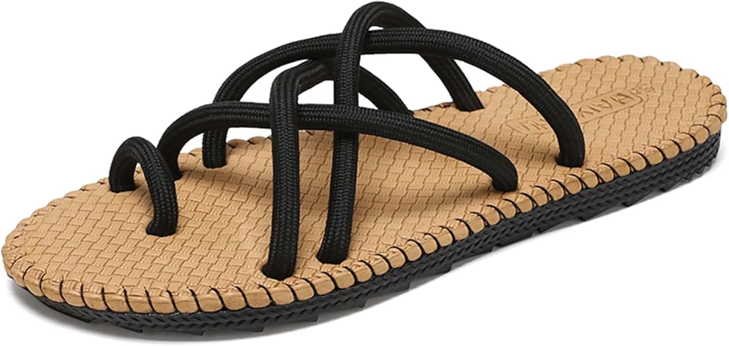 Men's Sandals Flat, beach shoes, water shoes,Comfortable and breathable rope slippers