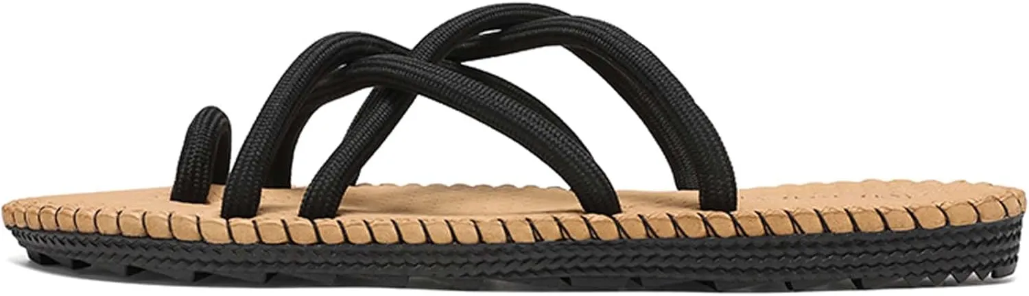 Men's Sandals Flat, beach shoes, water shoes,Comfortable and breathable rope slippers