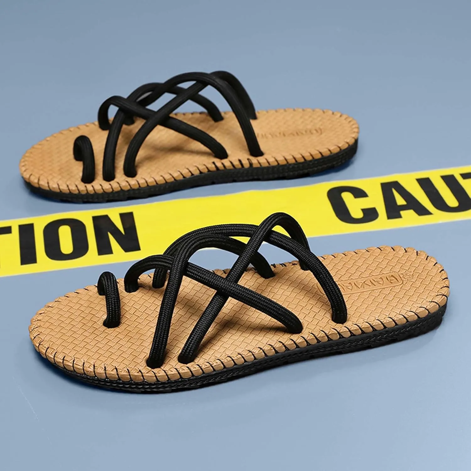 Men's Sandals Flat, beach shoes, water shoes,Comfortable and breathable rope slippers