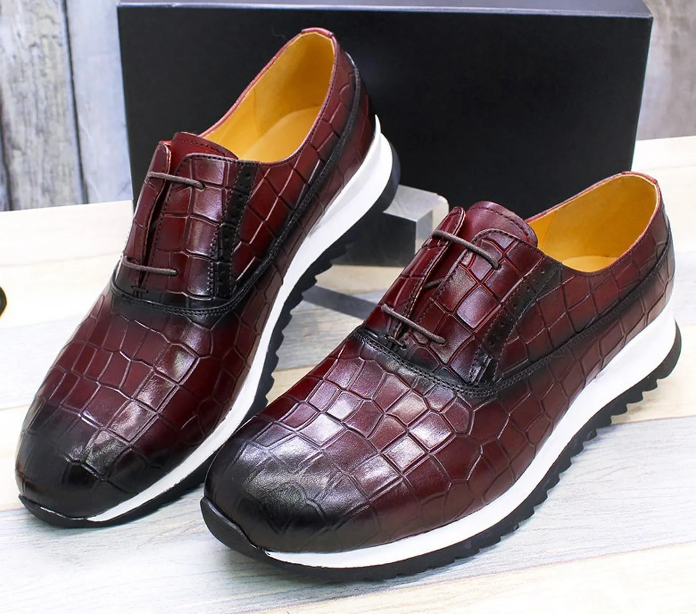 Mens Sneakers Casual Shoes Fashion Comfort Walking Shoes Modern Breathable Genunie Leather Flat Oxfords Men's Running Shoes