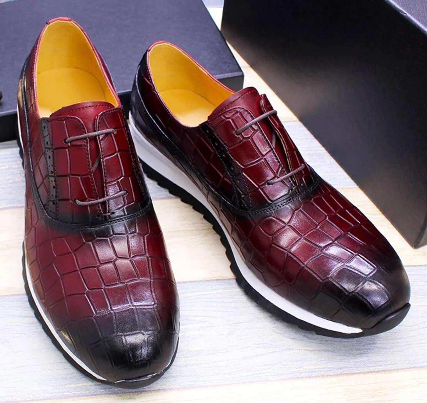 Mens Sneakers Casual Shoes Fashion Comfort Walking Shoes Modern Breathable Genunie Leather Flat Oxfords Men's Running Shoes