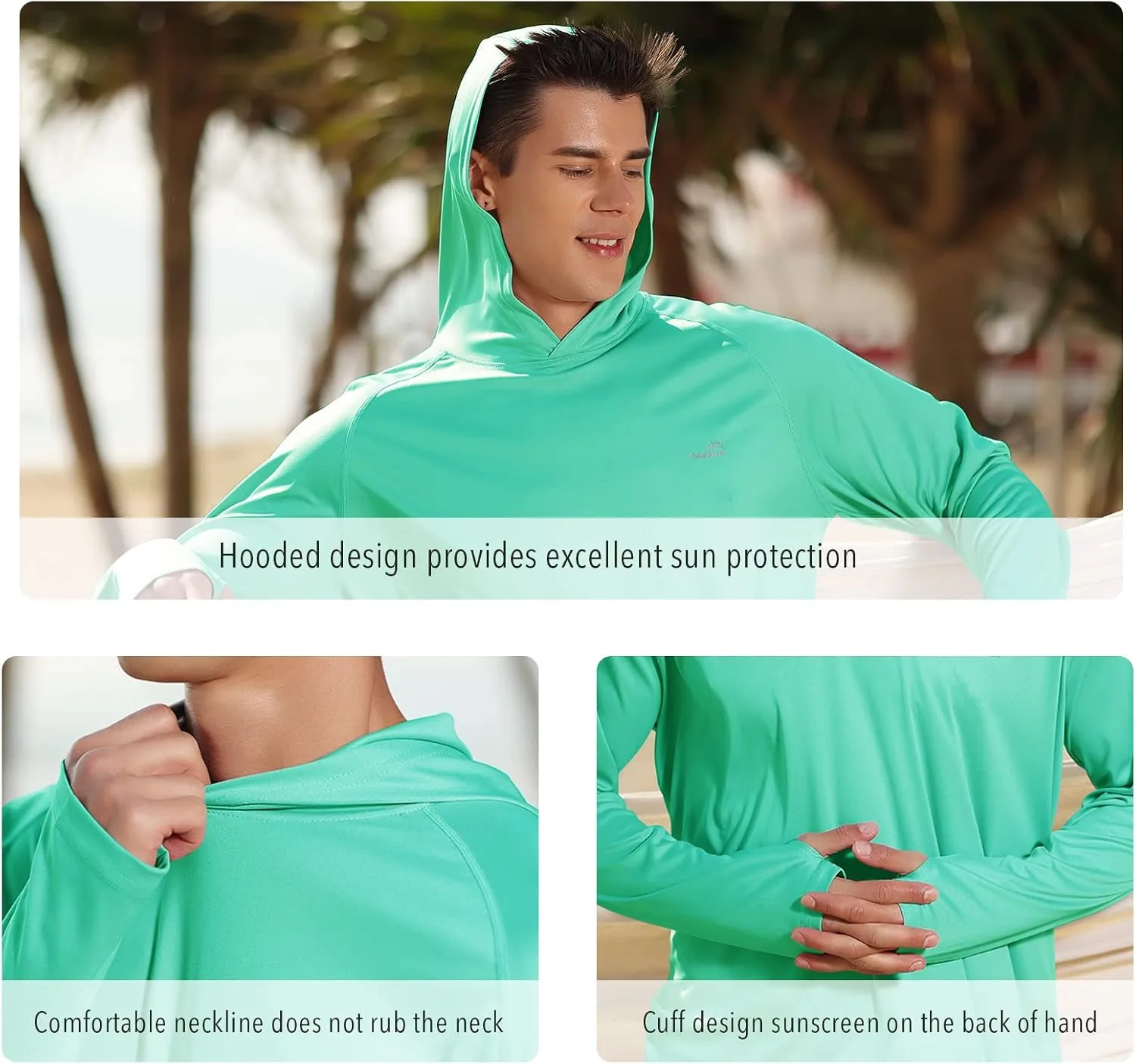 Men's UPF 50  Long Sleeve Sun Shirts UV Protection Hoodie Rash Guard Hiking Fishing Swim T Shirt