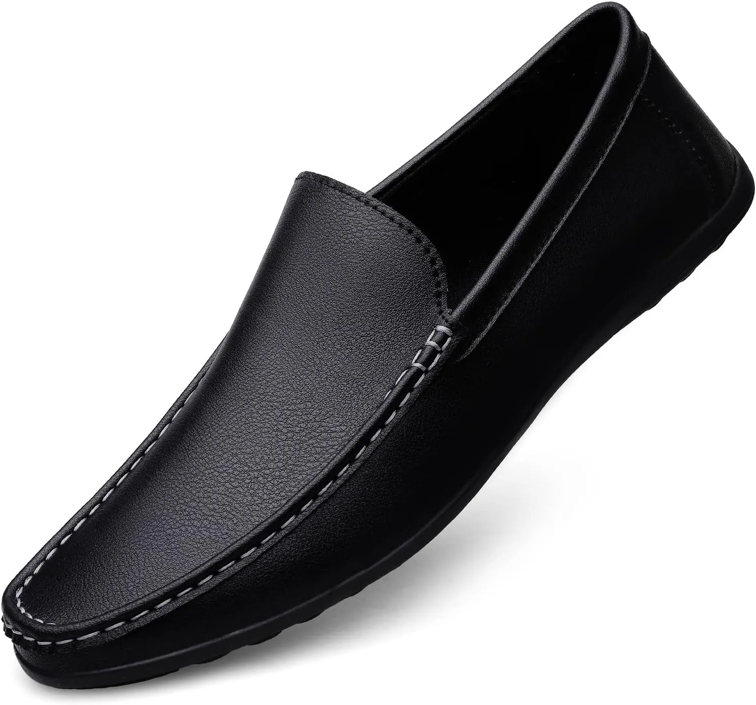 Men's Vintage Hand Stitched Leather Loafers Comfortable Slip On Soft Sole Moccasin Boat Shoes Stylish Casual Driving Walking Dress Flats for Business