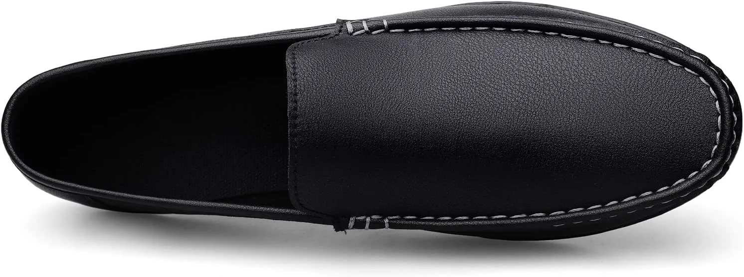 Men's Vintage Hand Stitched Leather Loafers Comfortable Slip On Soft Sole Moccasin Boat Shoes Stylish Casual Driving Walking Dress Flats for Business