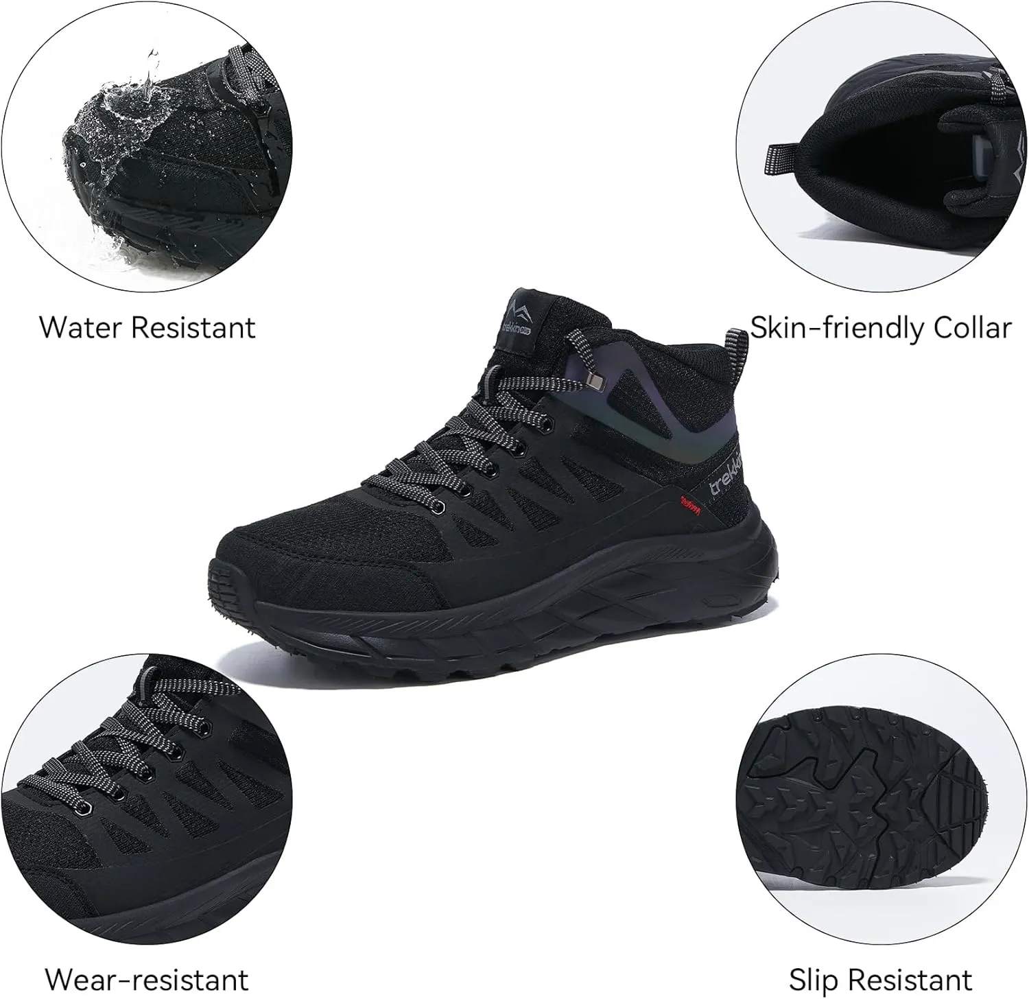 Men's Waterproof Shoes Hiking Trekking Trails Outdoor Lightweight Slip Resistant Cushion Sole Comfortable Work Shoes Walking Boot