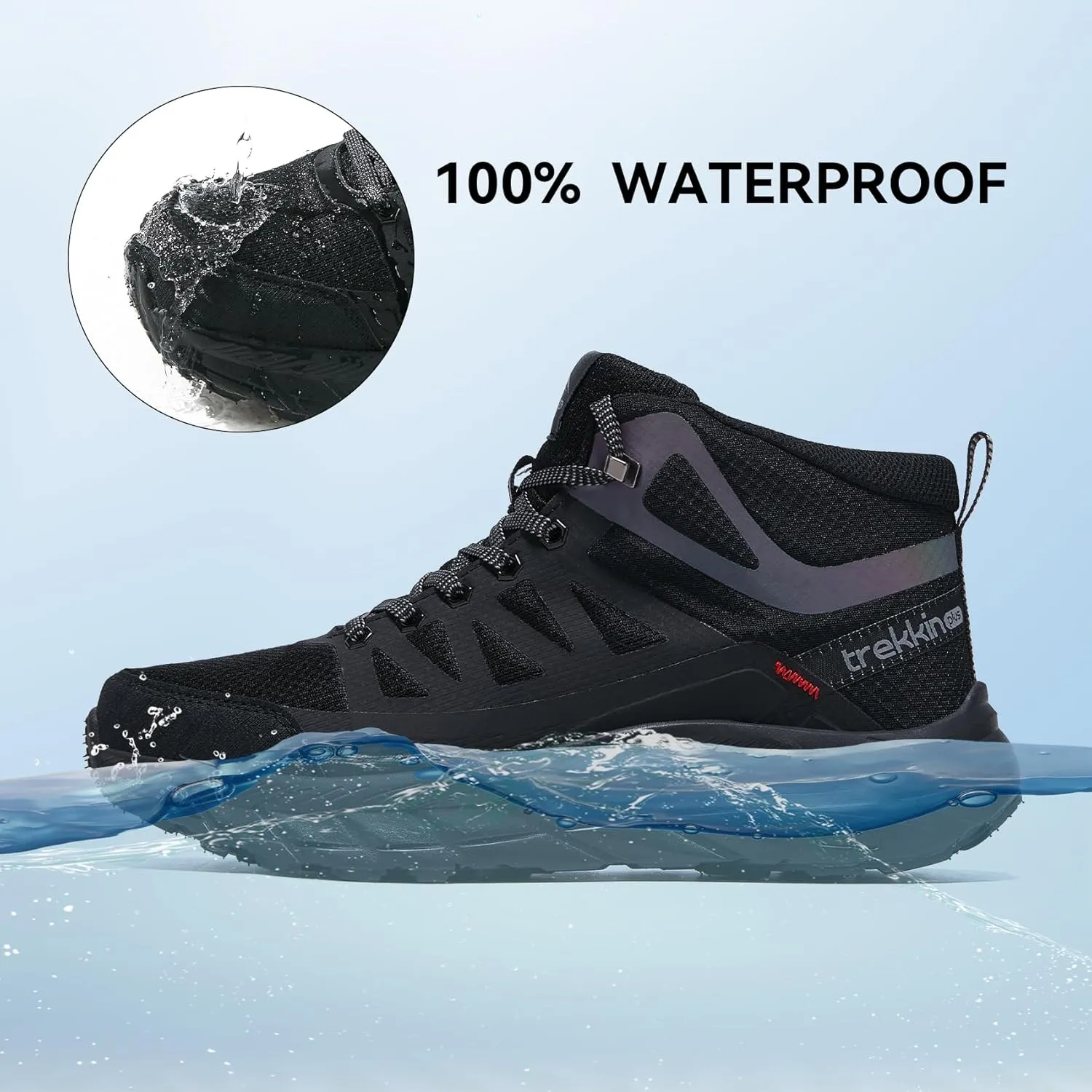 Men's Waterproof Shoes Hiking Trekking Trails Outdoor Lightweight Slip Resistant Cushion Sole Comfortable Work Shoes Walking Boot