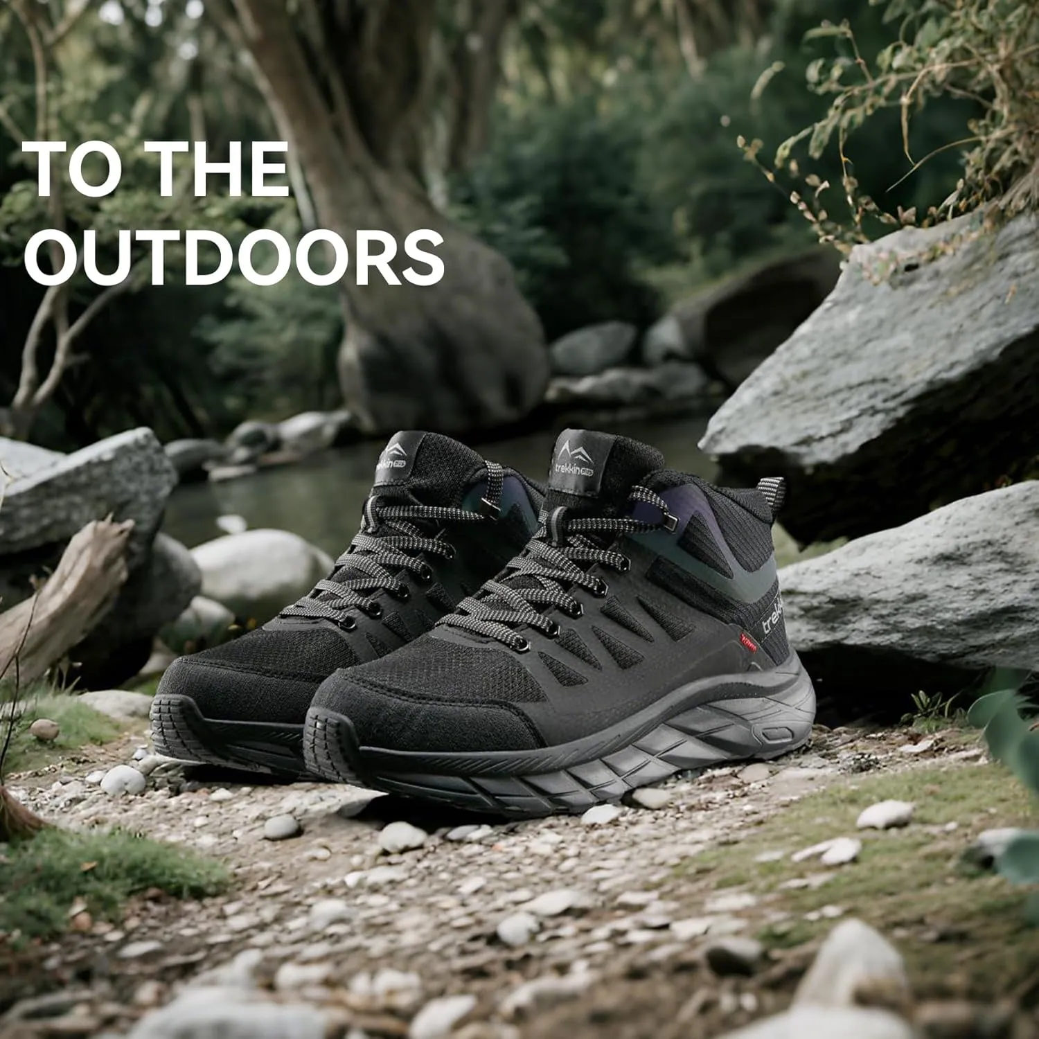 Men's Waterproof Shoes Hiking Trekking Trails Outdoor Lightweight Slip Resistant Cushion Sole Comfortable Work Shoes Walking Boot