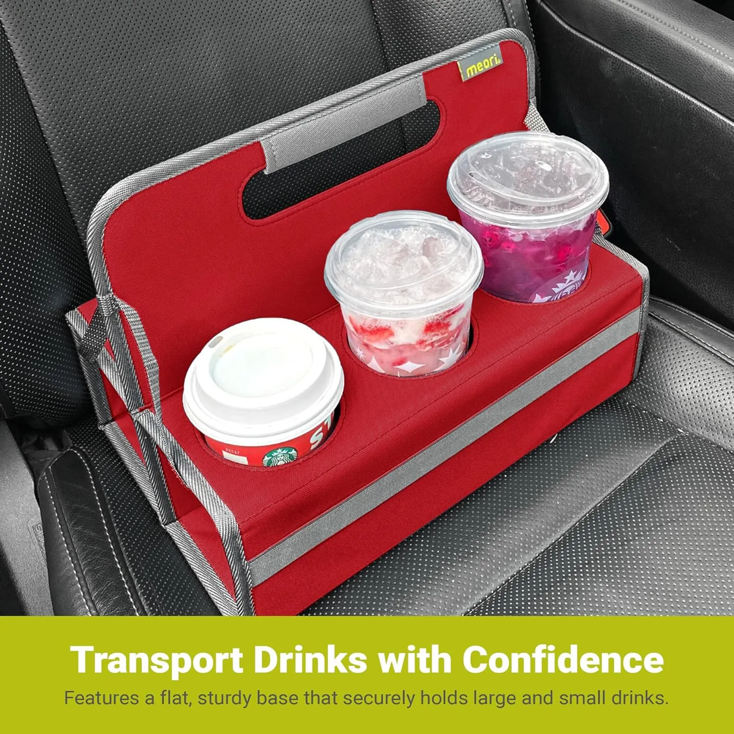 meori Reusable Drink Carrier 6 Cup, Take Out Cup Carrier, Collapsible, Coffee Carrier with Handle Wine, Cocktails, Portable Drink Caddy
