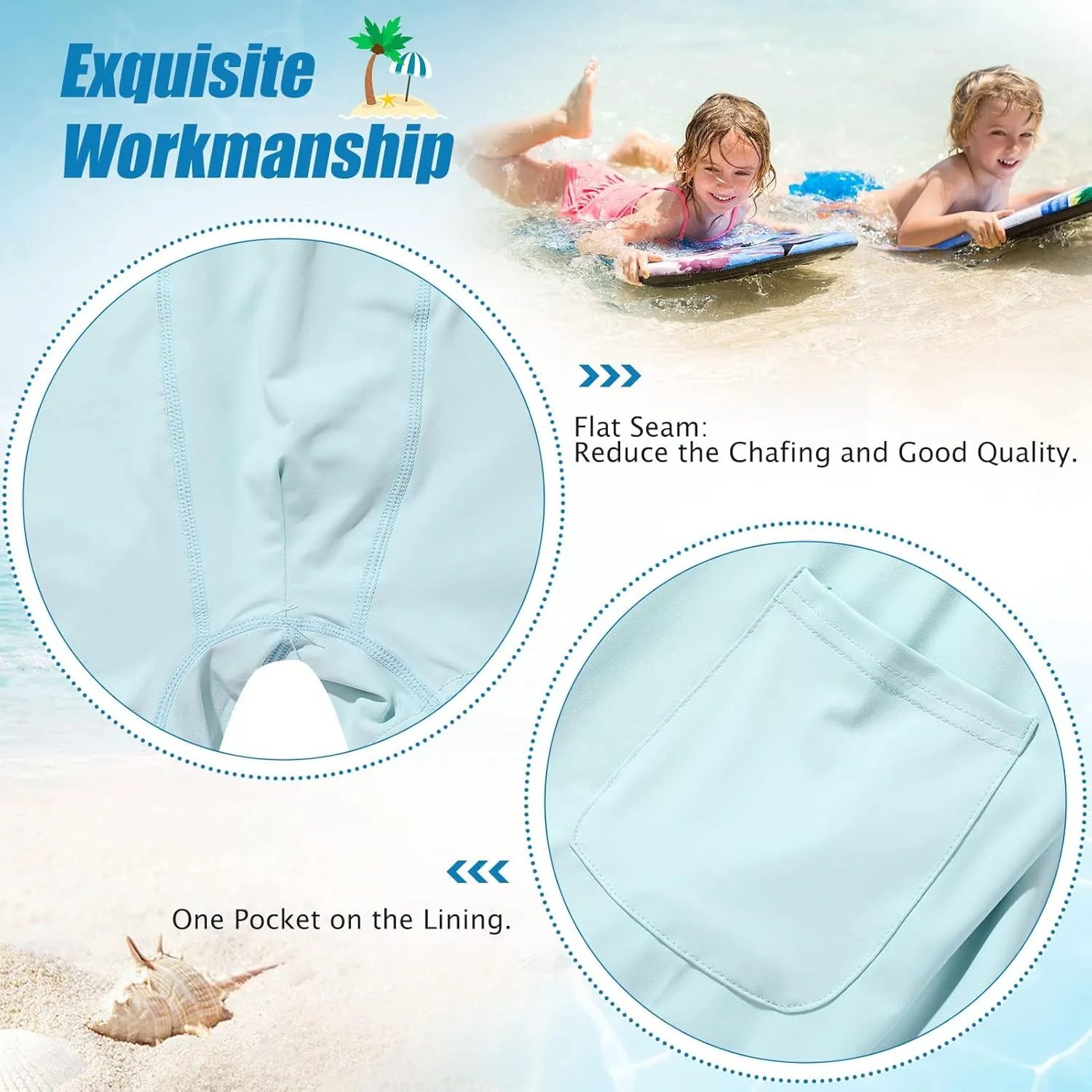 MERIABNY Boys Swim Trunks with Compression Liner Anti-Chafe Swimsuit for Ages 5-13