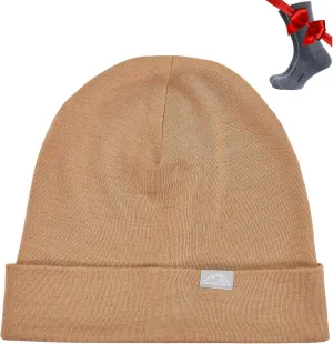 Merino Wool Beanie Men and Women – Cuff Merino Wool Hats for Men and Women - Unisex Adult Beanie Hat and Socks
