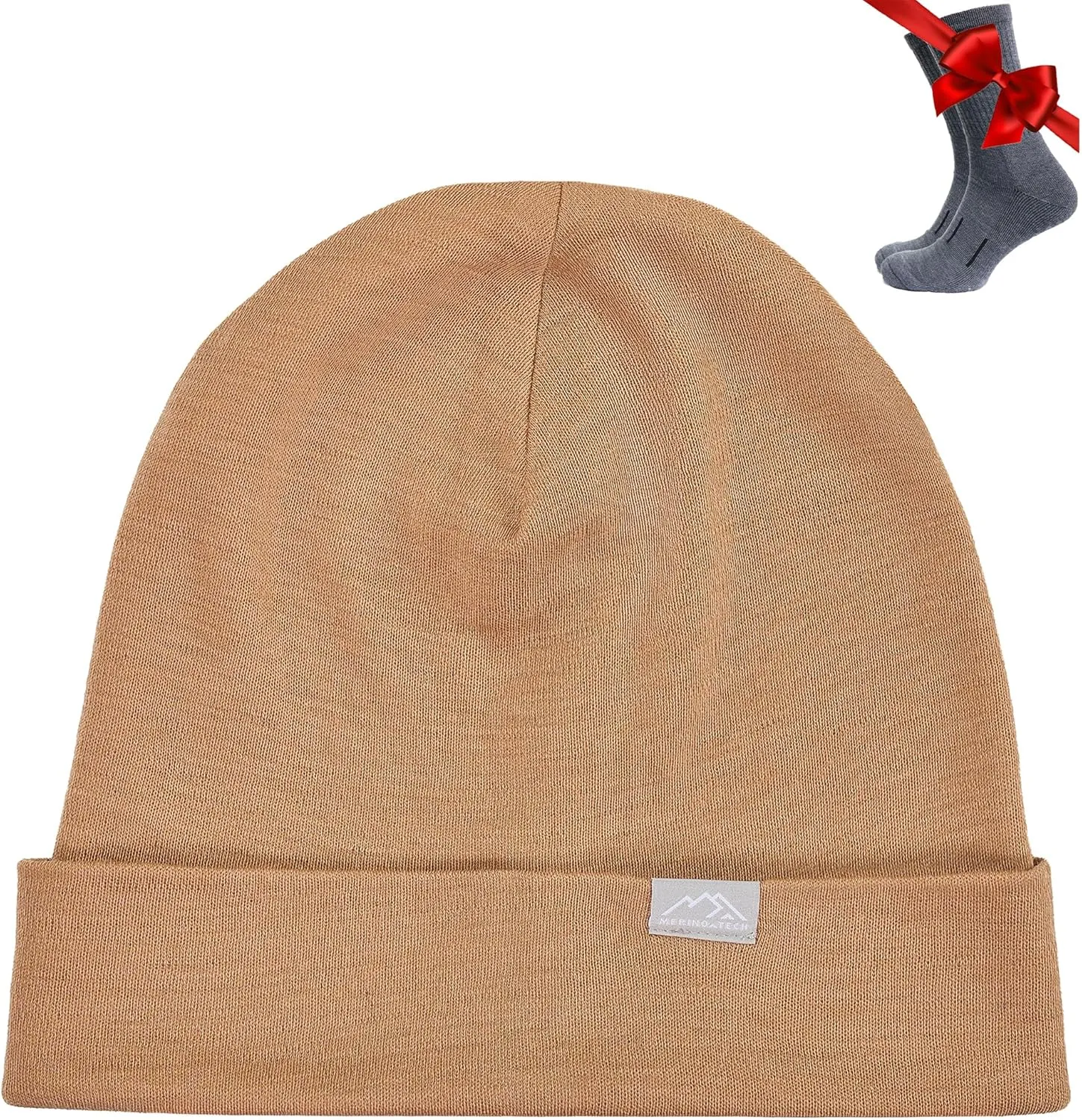 Merino Wool Beanie Men and Women – Cuff Merino Wool Hats for Men and Women - Unisex Adult Beanie Hat and Socks