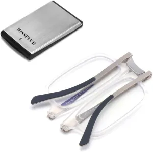 Missfive Folding Foldable Reading Glasses for Men Women Portable Travel Pocket Readers Metal Case Clear 1.00x