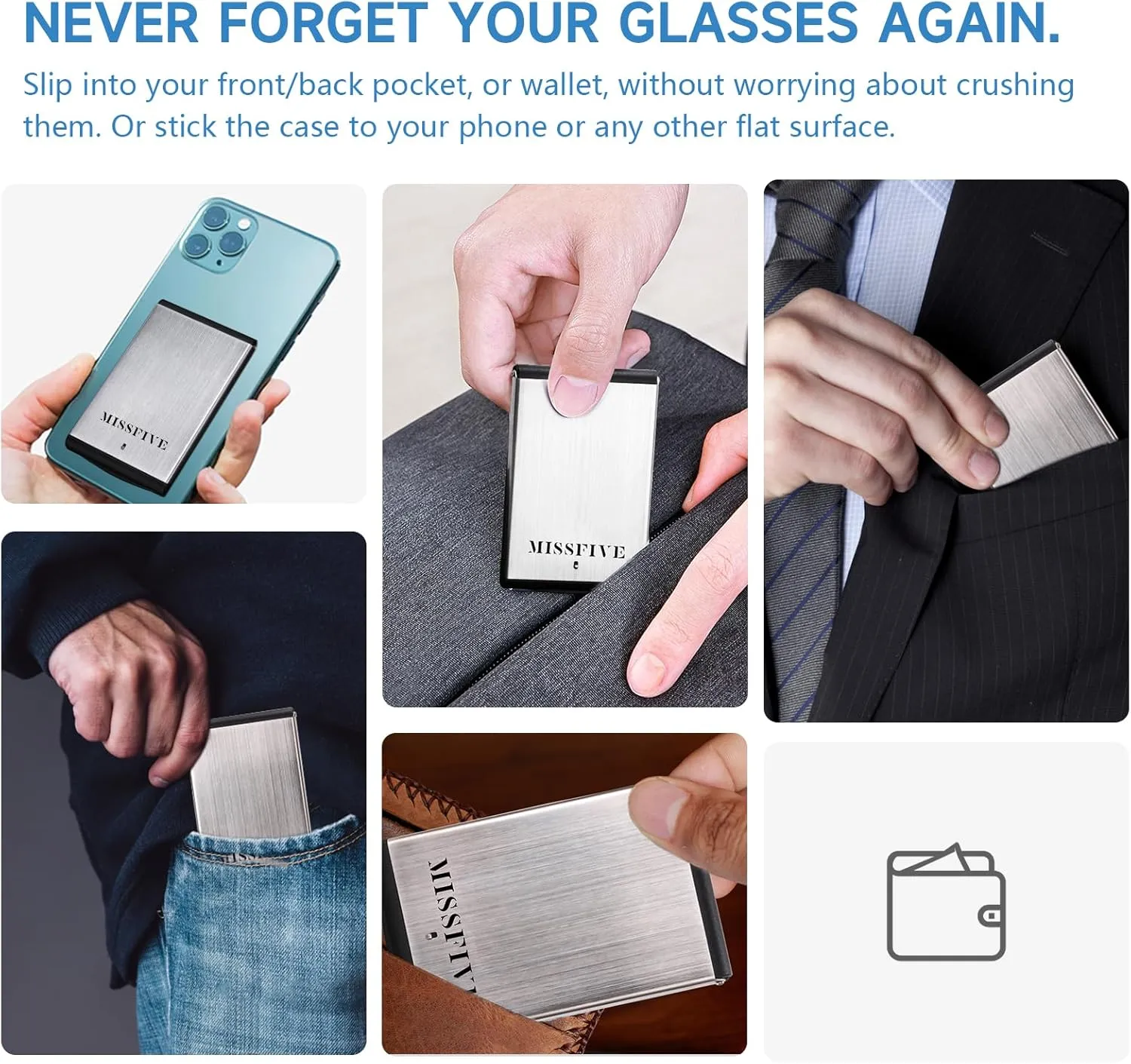 Missfive Folding Foldable Reading Glasses for Men Women Portable Travel Pocket Readers Metal Case Clear 1.00x