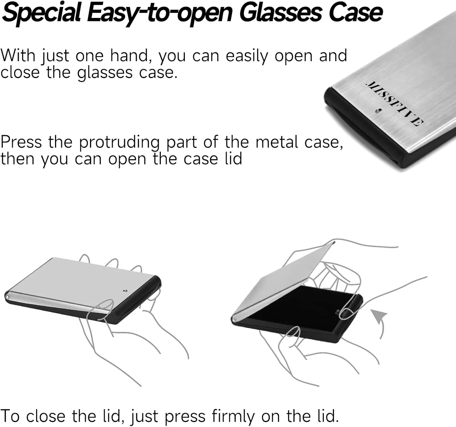 Missfive Folding Foldable Reading Glasses for Men Women Portable Travel Pocket Readers Metal Case Clear 1.00x