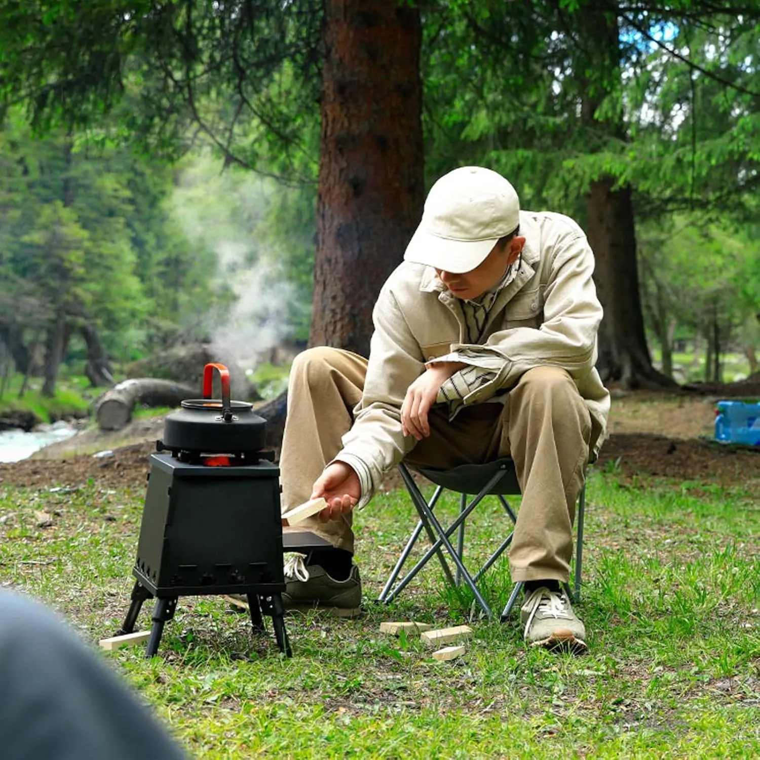 Mobile Wood Stove Heater, Portable Tent Wood Burning Camping Stove Chimney kit, Stainless Steel, for Home Heating Cooking, Outdoor Travel Picnic BBQ