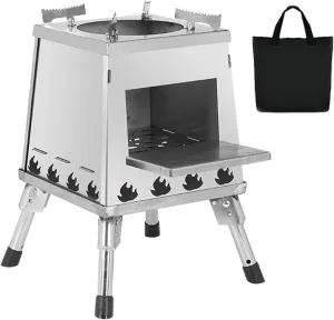 Mobile Wood Stove Heater, Portable Tent Wood Burning Camping Stove Chimney kit, Stainless Steel, for Home Heating Cooking, Outdoor Travel Picnic BBQ