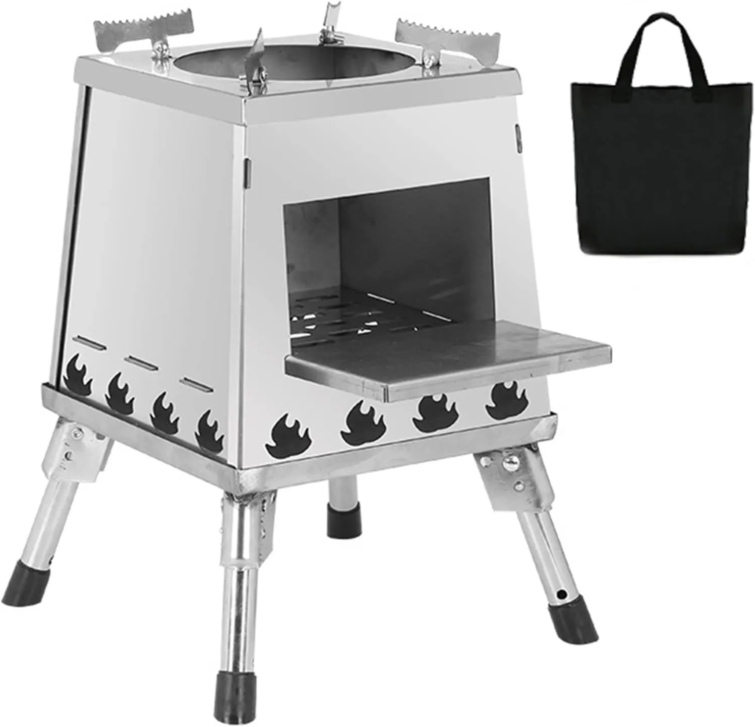 Mobile Wood Stove Heater, Portable Tent Wood Burning Camping Stove Chimney kit, Stainless Steel, for Home Heating Cooking, Outdoor Travel Picnic BBQ