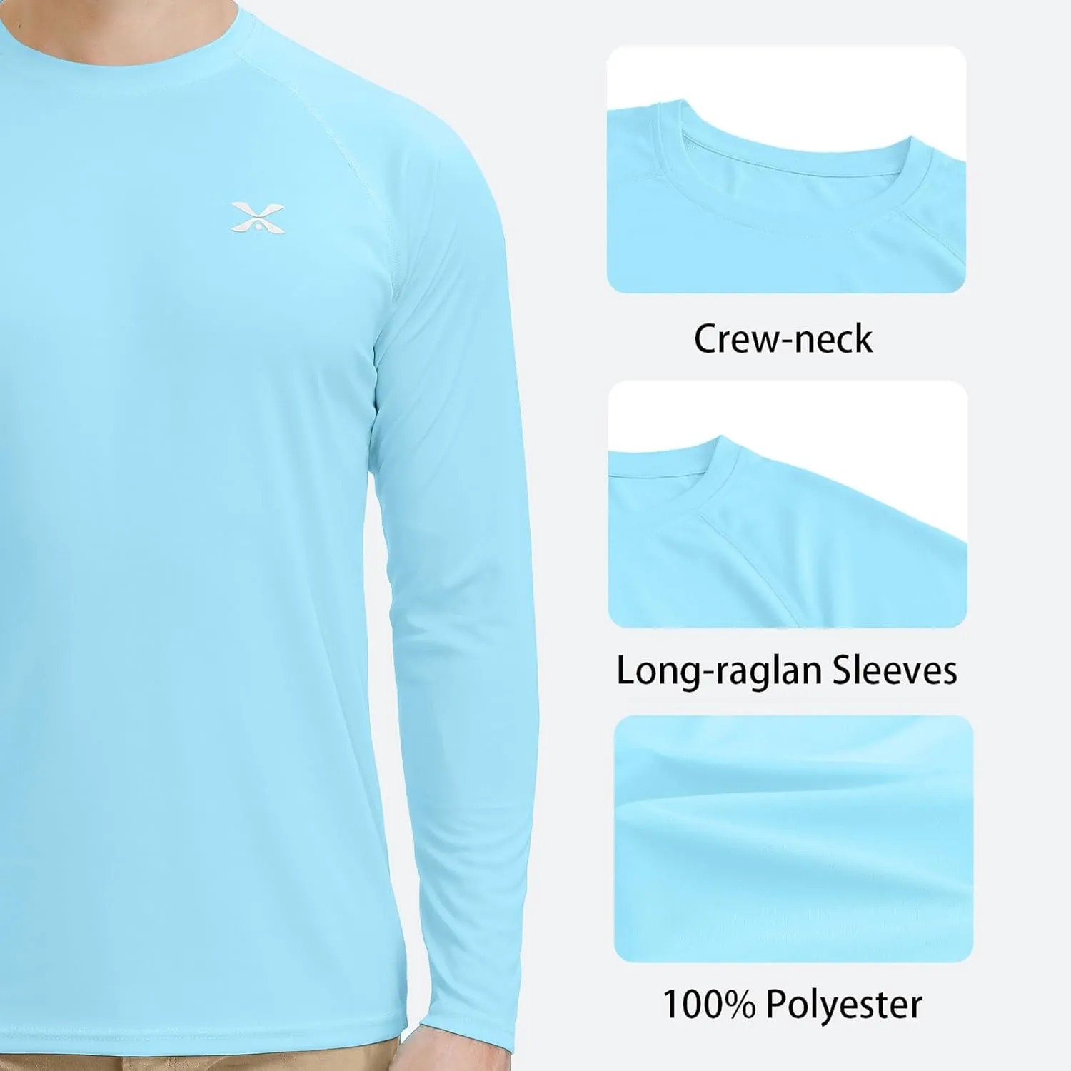 MOHEEN Men's Long Sleeve Rashguard UPF 50  Sun Shirts Quick Dry Hiking Fishing Swim T-Shirt M-3XL