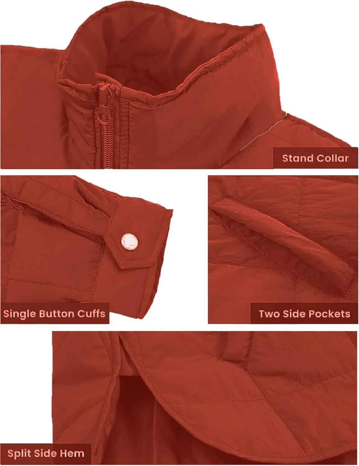 Muchpow Women's Lightweight Down Coat Long Sleeve Full Zipper Oversized Packable Short Puffer Jackets