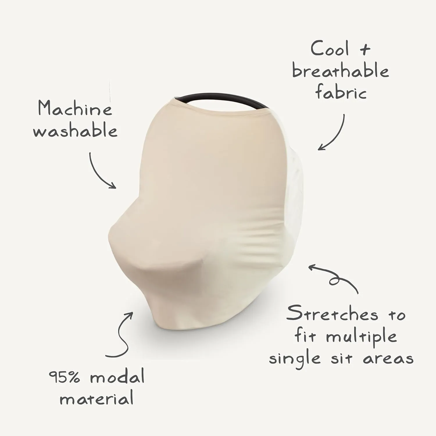 mushie Baby Car Seat Canopy Cover | Breathable & Stretchy Multi Use Cover for Breastfeeding, Nursing, High Chair, Shopping Cart, Strollers (Fog)