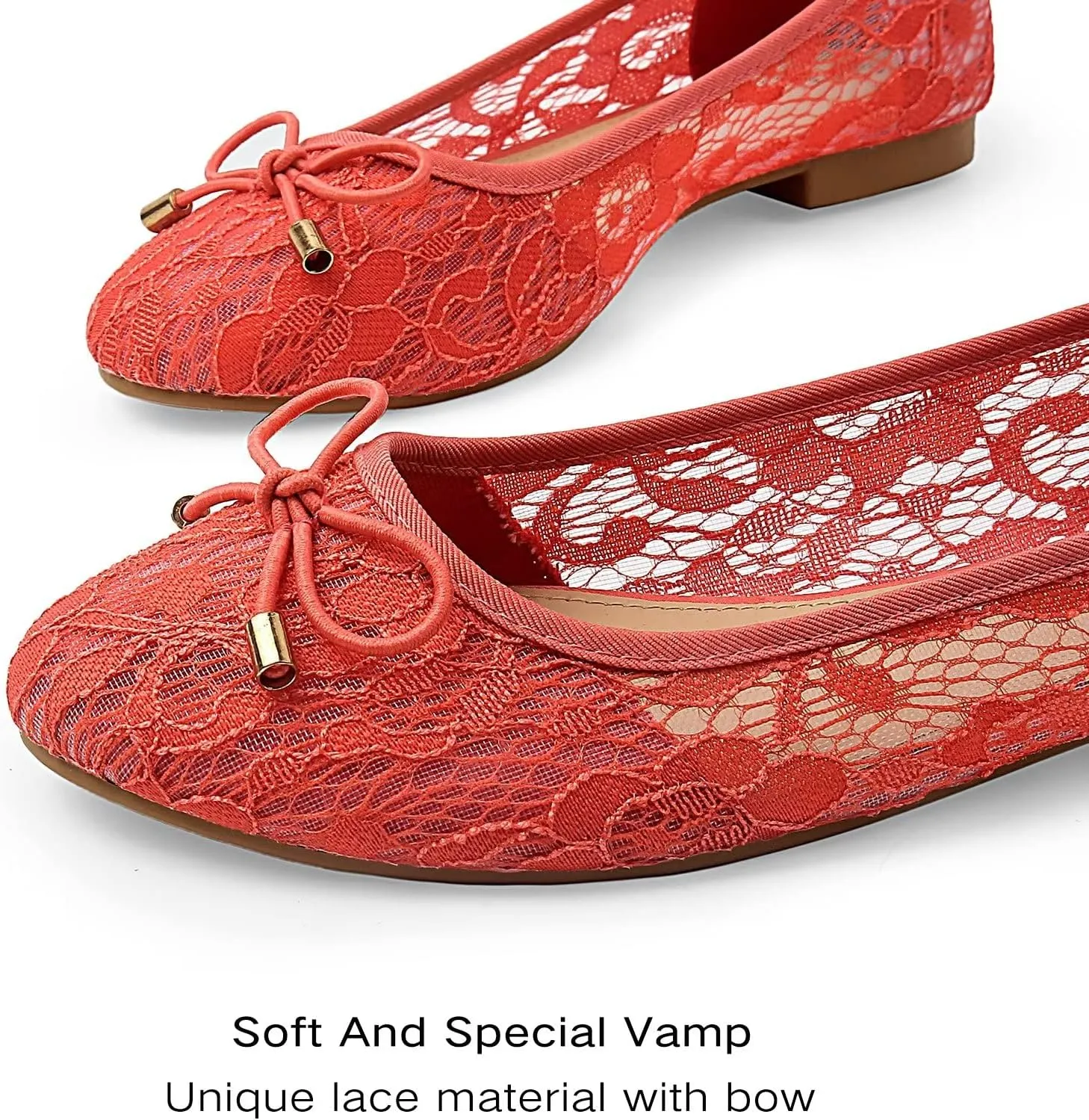 MUSSHOE Flats Shoes Women Comfortable Bowknot Lace Breathable Ballet Flats for Women