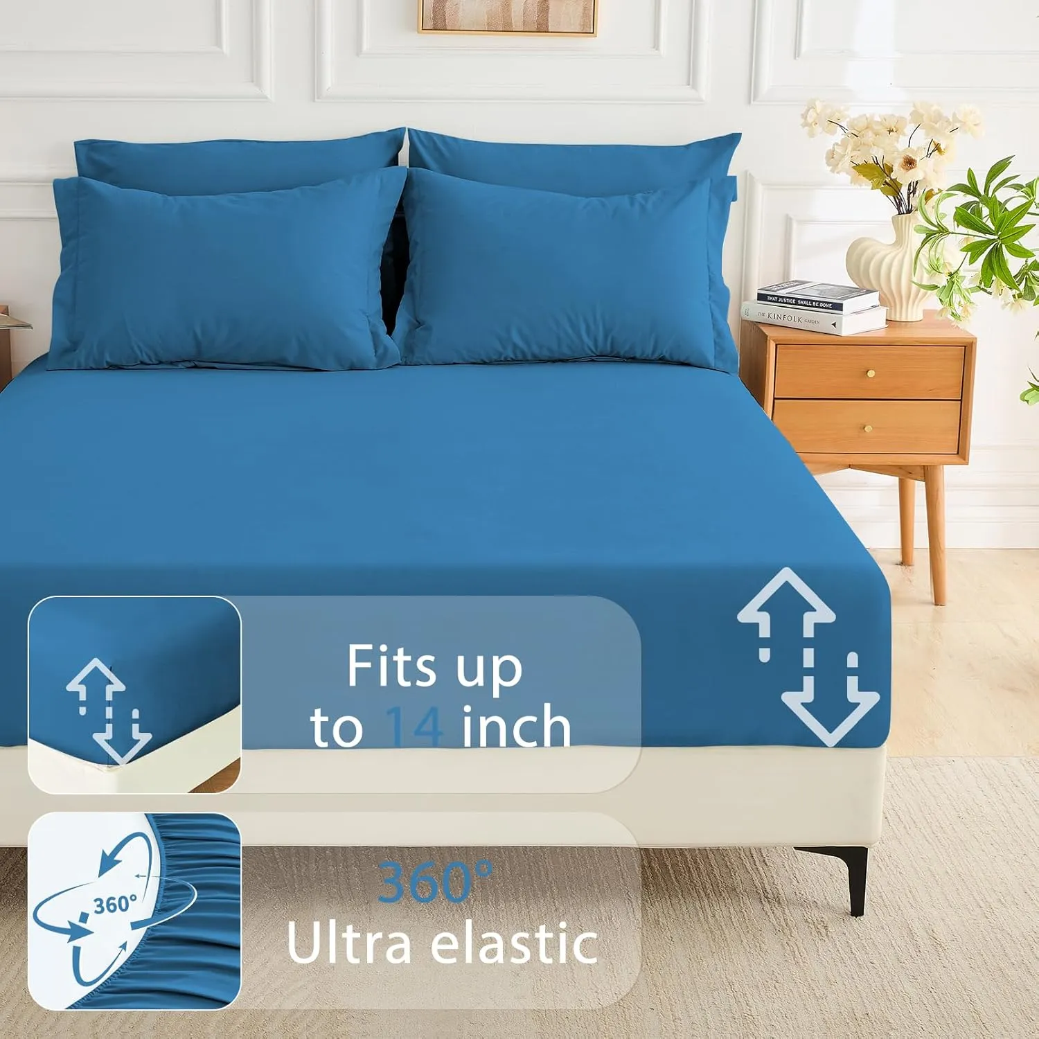 MUXHOMO 7 Pieces Full Comforter Set, Soft Bed in a Bag Full Size, All Season Bedding Set with Comforter, Flat Sheet, Fitted Sheet, Pillowcases & Shams, Bluish Green
