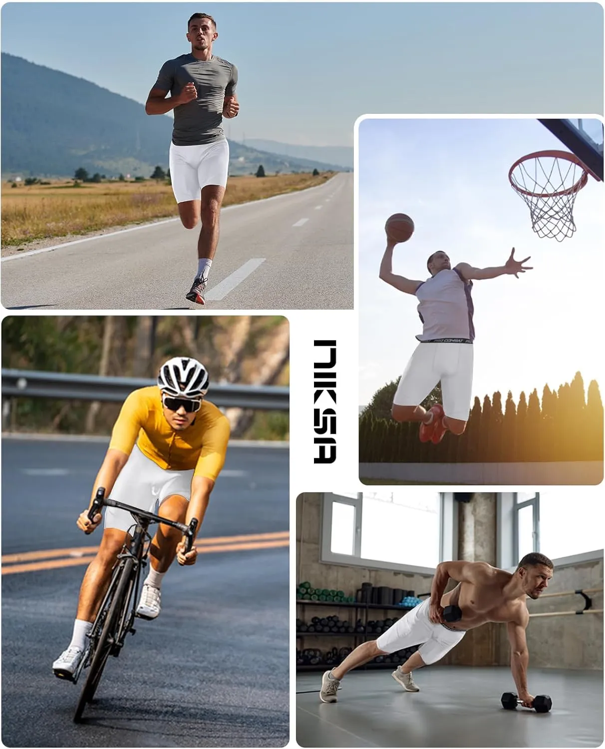 Niksa 1/2 Pack Mens Compression Shorts with Pocket, Performance Spandex Athletic Sports Workout Running Underwear Shorts