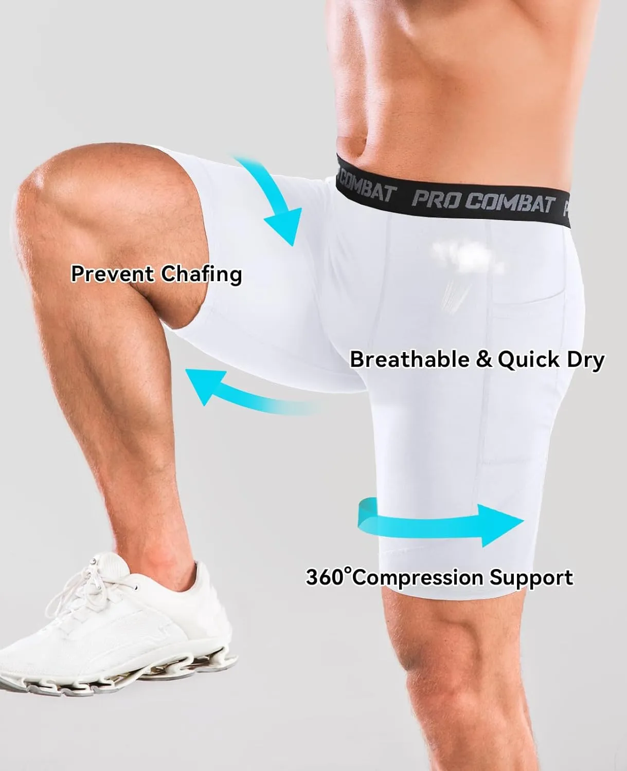 Niksa 1/2 Pack Mens Compression Shorts with Pocket, Performance Spandex Athletic Sports Workout Running Underwear Shorts
