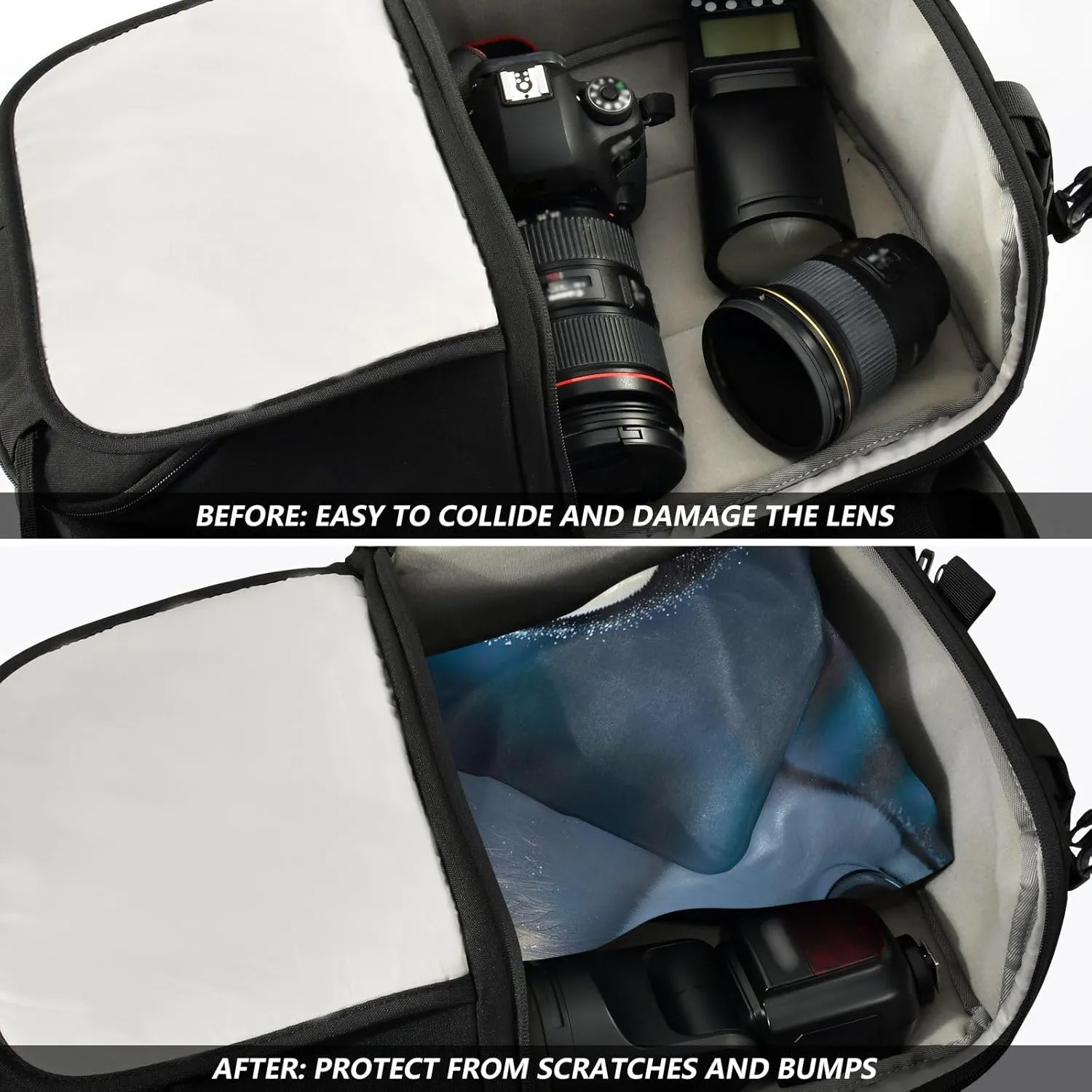 ODAWA Digital Camera Lens Protector 21.7 In, Cute Penguin Big Eyes Open Lay Flat Makeup Bag, Washable Lens Pouch for Camera, Laptops, Cosmetic