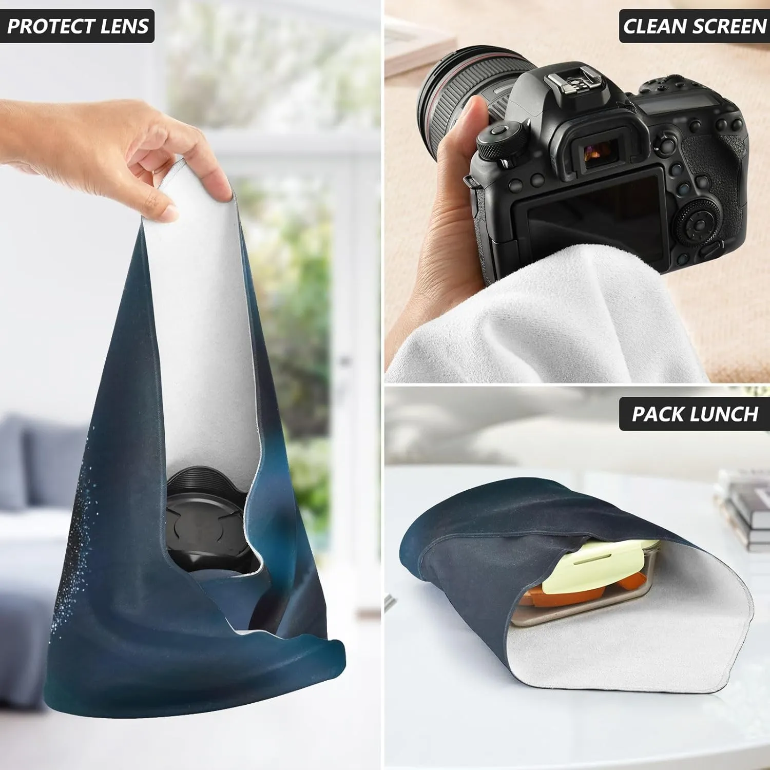 ODAWA Digital Camera Lens Protector 21.7 In, Cute Penguin Big Eyes Open Lay Flat Makeup Bag, Washable Lens Pouch for Camera, Laptops, Cosmetic