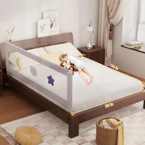 omzer Bed Rail for Toddlers - (3 Pack) Toddler Bed Rails with Double Child Lock - Bed Rail for Baby Kids with Pattern - Height Adjustment Guard Rails for Twin Size Bed - 3 Pack, 39x75x75”