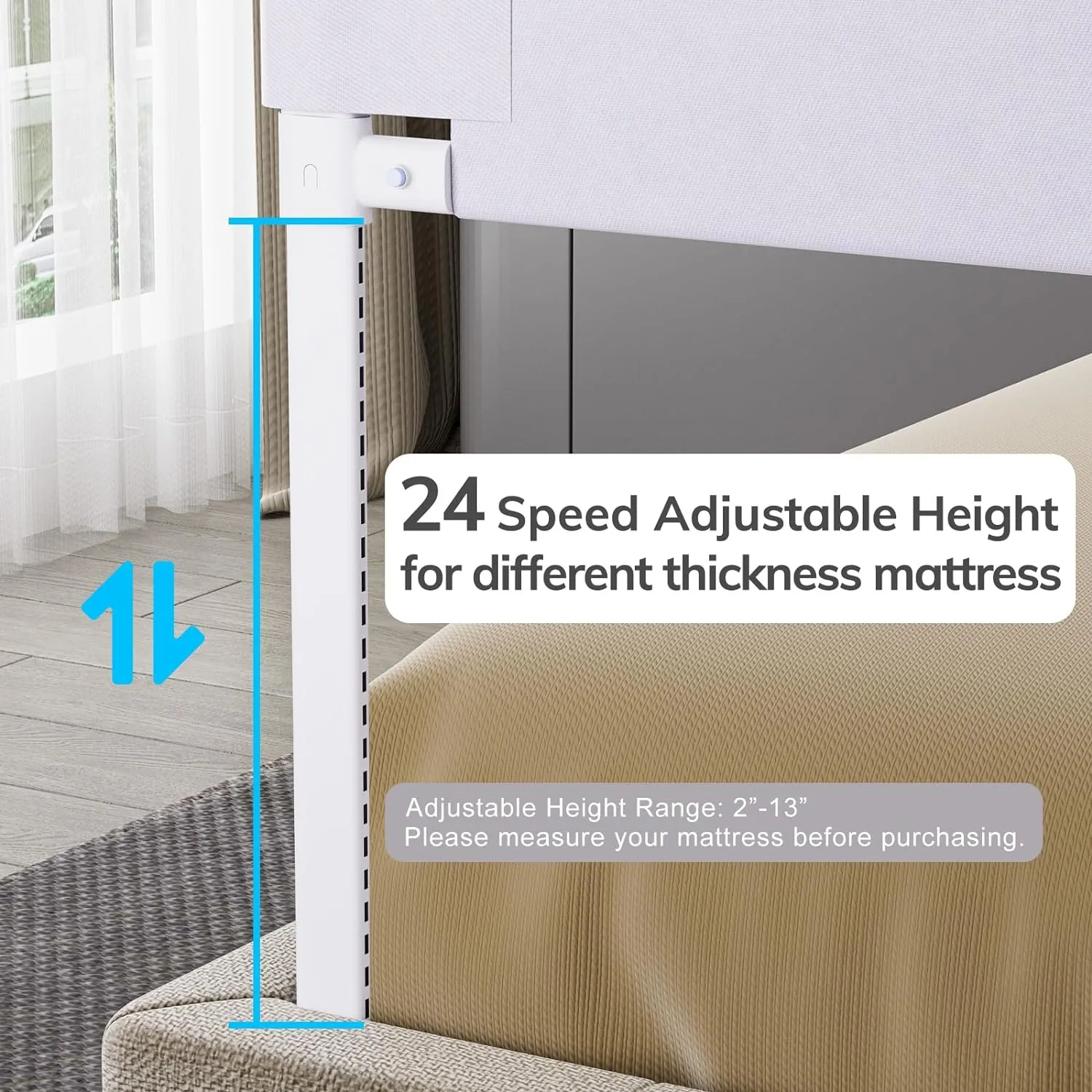 omzer Bed Rail for Toddlers - (3 Pack) Toddler Bed Rails with Double Child Lock - Bed Rail for Baby Kids with Pattern - Height Adjustment Guard Rails for Twin Size Bed - 3 Pack, 39x75x75”