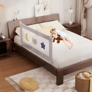 omzer Bed Rail for Toddlers - Toddler Bed Rails with Double Child Lock - Bed Rail for Baby Kids with Pattern - Height Adjustment Guard Rails for Full Size Bed - 1 Pack, 54”