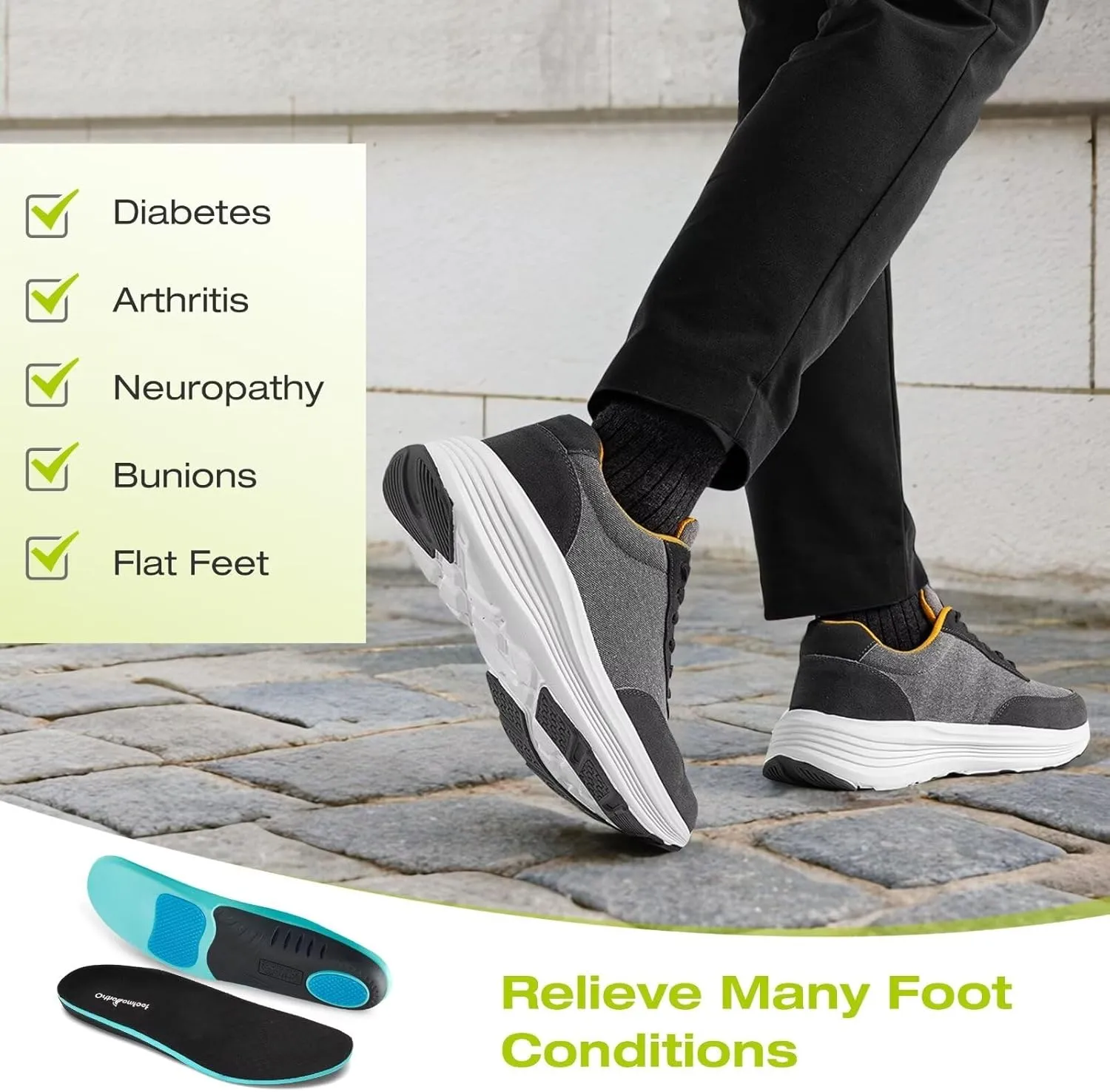 OrthoComfoot Men's Orthopedic Fashion Sneakers: Comfortable Casual Arch Support Walking Shoes for Plantar Fasciitis and Flat Feet, Orthotic Tennis Work Shoes for Foot and Heel Pain