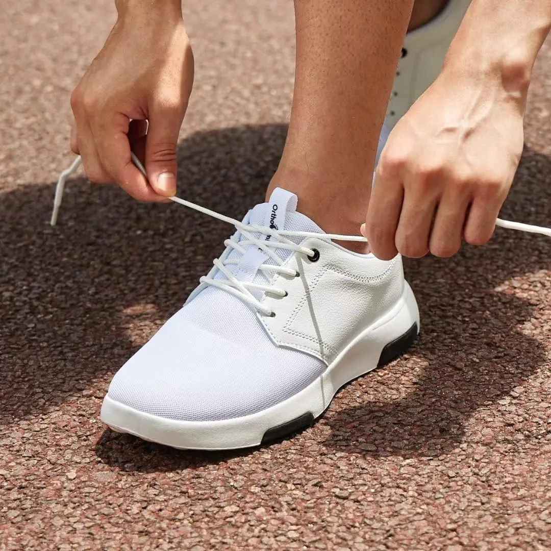 OrthoComfoot Men's Orthopedic Fashion Sneakers with Arch Support: Comfortable Plantar Fasciitis Walking Shoes, Casual Breathable Flat Feet Shoes for Foot and Heel Pain Relief