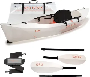 Oru Kayak Lake Essential Bundle | Incl. Foldable Kayak, Paddle, Shoulder Strap - Lightweight, Portable - River Kayak - Beginner, Intermediate - Kayak Size: 9 x 32 in, 17Lbs