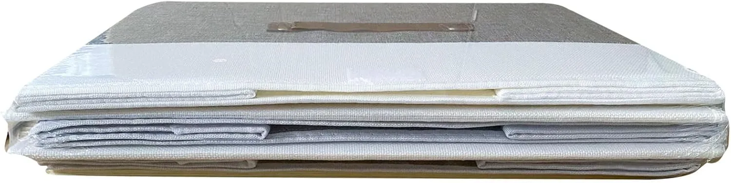 OUTBROS Foldable Storage Boxes, Large Linen Fabric, 15 x 9.8 x 9.8 inch, White/Grey, 3-Pack