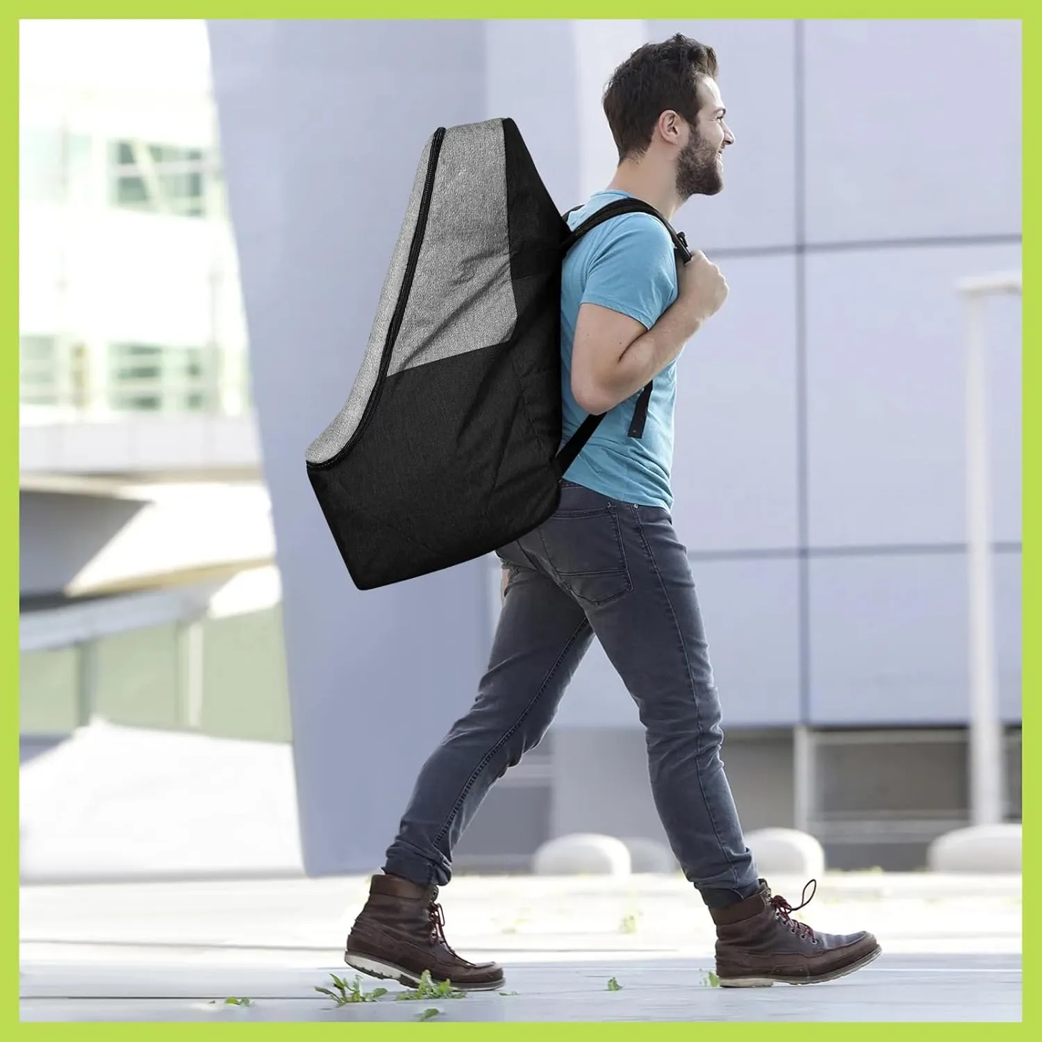Padded Car Seat Travel Bag for Airplane, Heavy Duty Backpack for Air Travel, Water-Resistant Carrier with Shoulder Strap, Fits Most Car Seats (Grey Black)