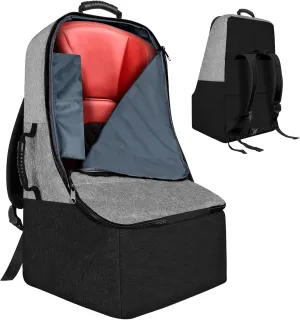 Padded Car Seat Travel Bag for Airplane, Heavy Duty Backpack for Air Travel, Water-Resistant Carrier with Shoulder Strap, Fits Most Car Seats (Grey Black)