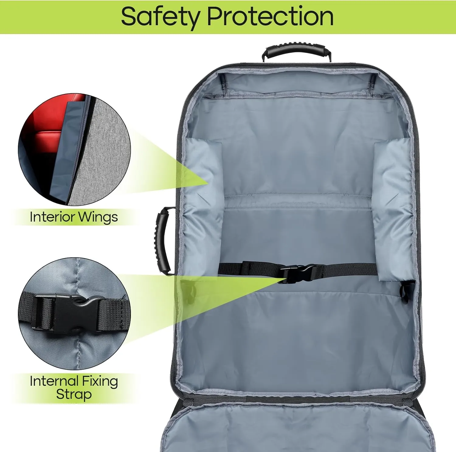 Padded Car Seat Travel Bag for Airplane, Heavy Duty Backpack for Air Travel, Water-Resistant Carrier with Shoulder Strap, Fits Most Car Seats (Grey Black)
