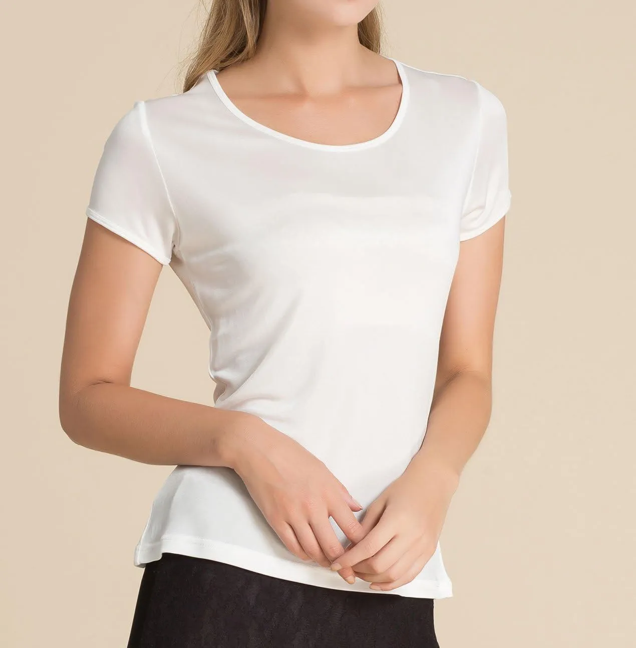Paradise Silk Pure Silk Knitted Women's Round Neck Short Sleeve Tee