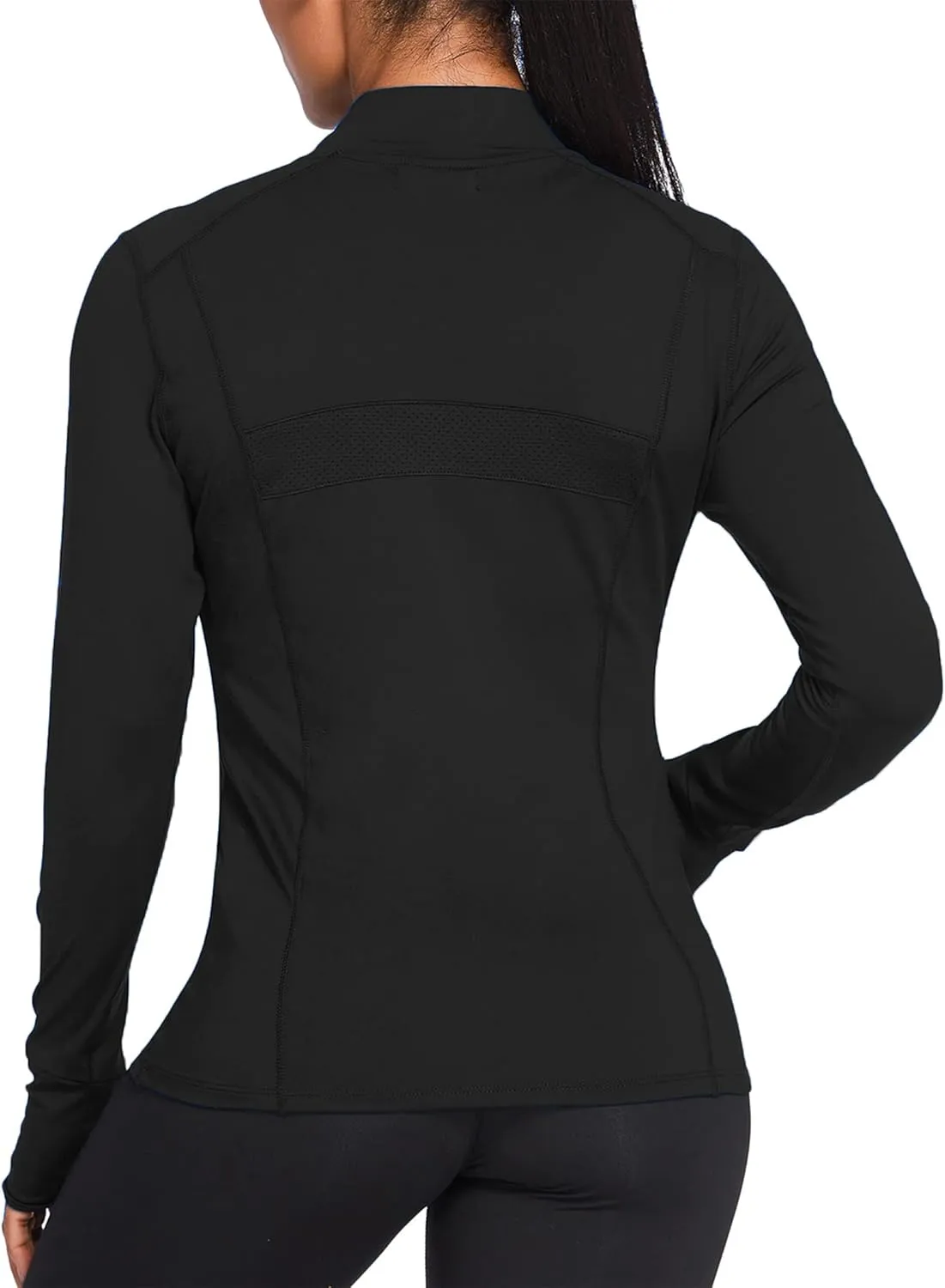PINSPARK Women's Track Jacket Breathable Running Jacket Zip Up Sportswear Slim Fit Workout Tops