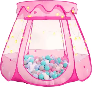 Pop Up Princess Tent with Star Light, Toys for 1 2 3 Year Old Girl Birthday Gift, Ball Pits for Toddlers 1-3, Toys for Girls with Carrying Bag, Indoor&Outdoor Play Tent for Kids
