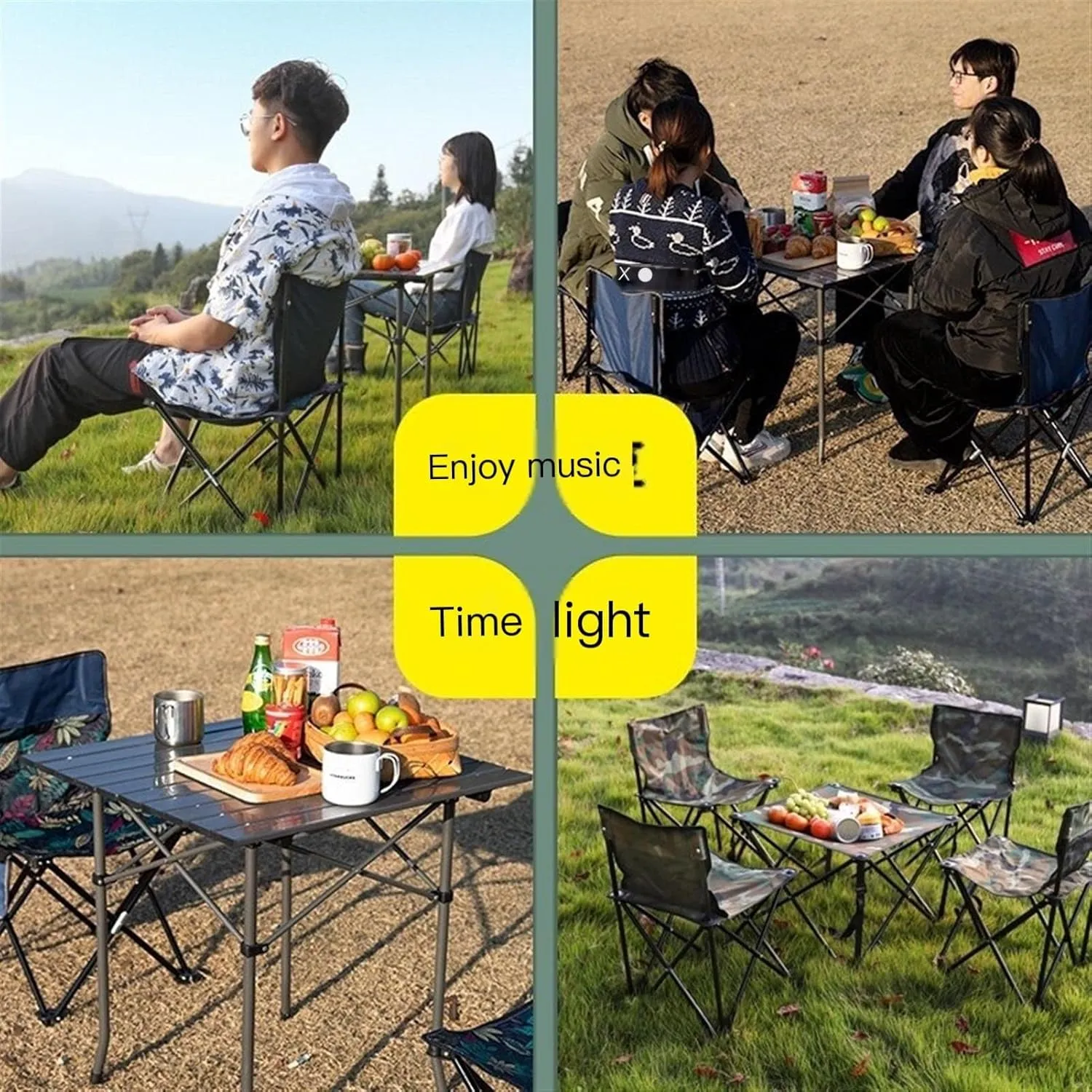 Portable Picnic Table, Folding Roll Up Camping Travel Table, Balcony Table