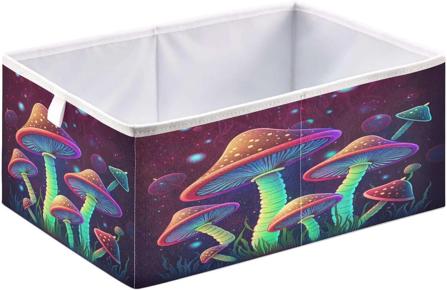 Psychedelic-magic-mushrooms Foldable Fabric Cloth Strong Sturdy Storage Cube Basket Bins Organizer with Handles, For Home Shelf Closet And Toys Storage 11x11x11in