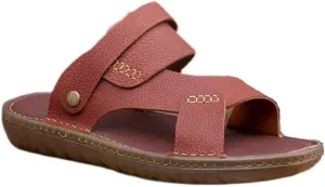 PU Leather Beach Sandals Man Shoes Concise Male Flats Casual Shoes Men Sandals Solid Slippers(White-Patch Five-Pointed star4,41 Code)