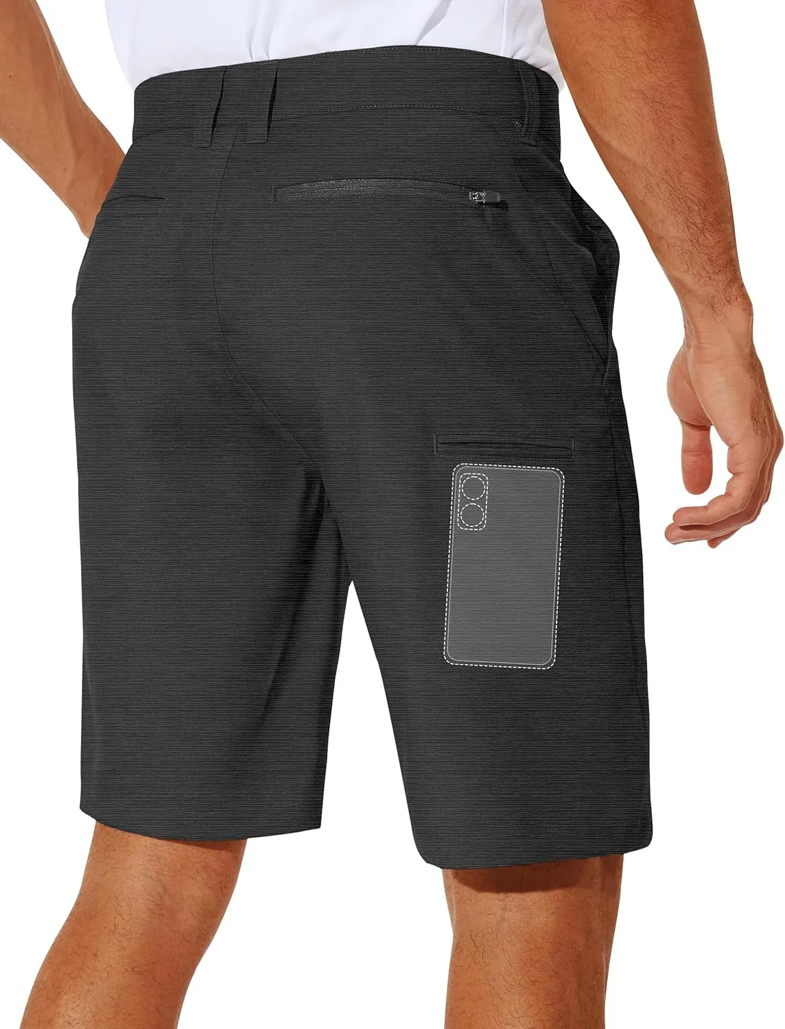 PULI Men's Stretch Golf Short Quick Dry Dress Casual Lightweight Flat Front 10" Summer Hybrid Shorts with Pockets