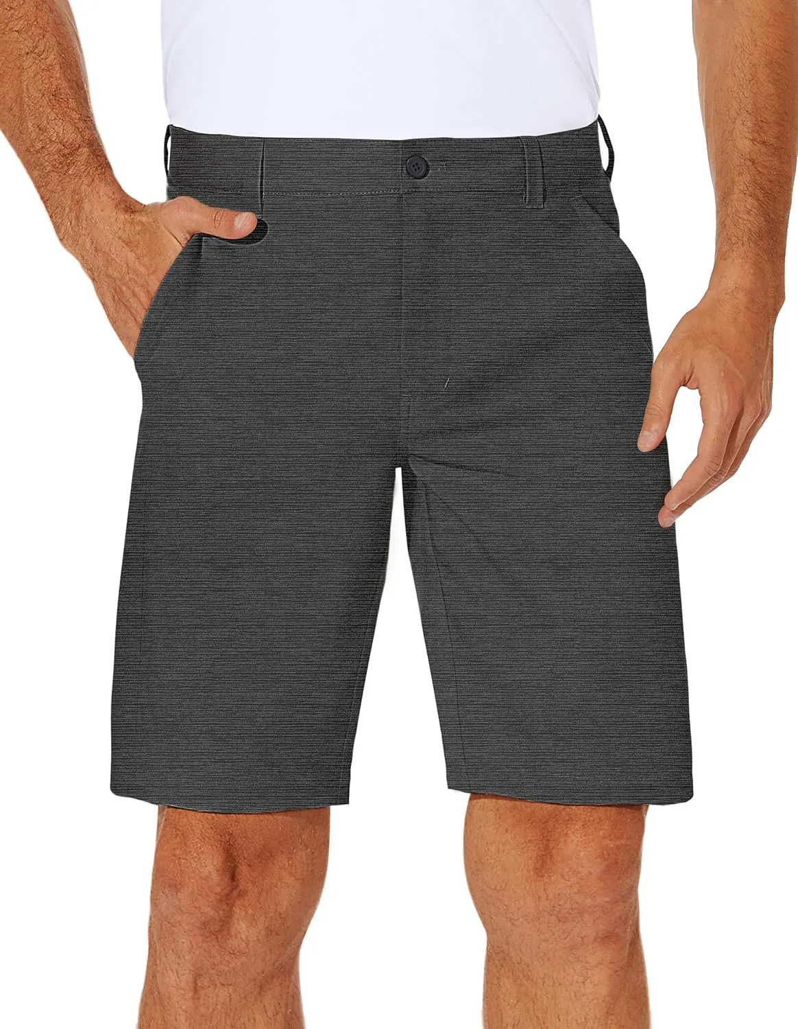 PULI Men's Stretch Golf Short Quick Dry Dress Casual Lightweight Flat Front 10" Summer Hybrid Shorts with Pockets