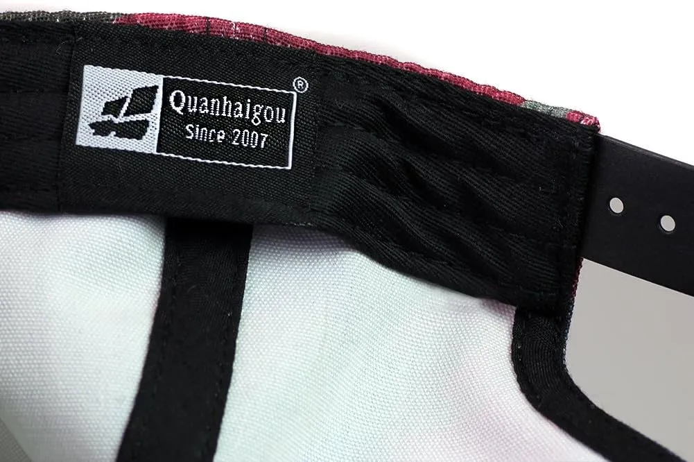 Quanhaigou Adjustable Snapback Hat for Men Women,Unisex Hip Hop Baseball Cap Flat Bill Brim Dad Hats