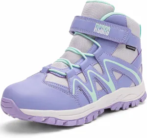 R CORD Kids Hiking Boots Kids Hiking Shoes Girls Hiking Boots Waterproof Non-Slip Girls Hiking Shoes for Outdoor Rugged Quick Closure Durable TPR Traction Outsole